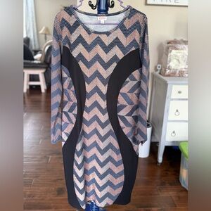 LulaRoe Chevron Long Sleeve Debbie dress, Sz XL